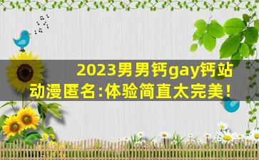 2023男男钙gay钙站动漫匿名:体验简直太完美！