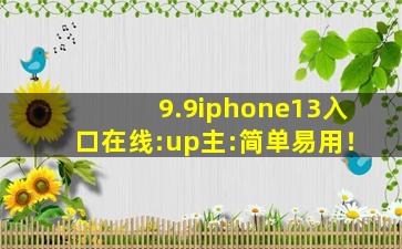 9.9iphone13入口在线:up主:简单易用！