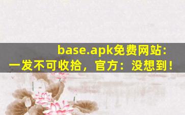 base.apk免费网站:一发不可收拾，官方：没想到！