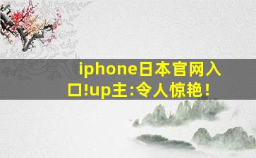 iphone日本官网入口!up主:令人惊艳！