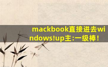 mackbook直接进去windows!up主:一级棒！