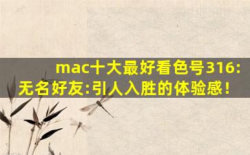 mac十大最好看色号316:无名好友:引人入胜的体验感！