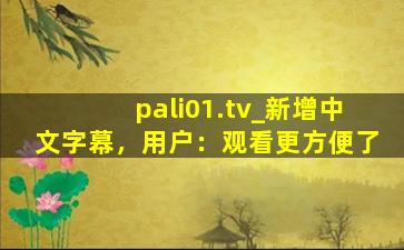 pali01.tv_新增中文字幕，用户：观看更方便了