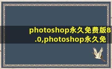 photoshop永久免费版8.0,photoshop永久免费版安装包