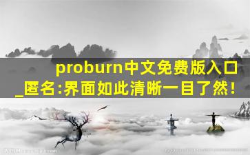 proburn中文免费版入口_匿名:界面如此清晰一目了然！