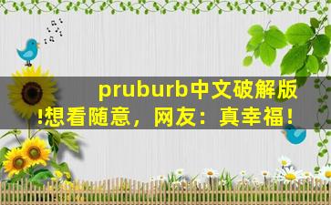 pruburb中文破解版!想看随意，网友：真幸福！