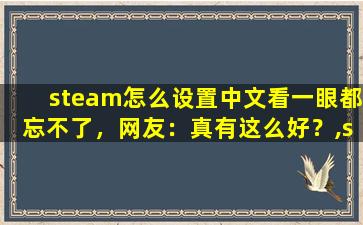 steam怎么设置中文看一眼都忘不了，网友：真有这么好？,steam怎么设置中文界面