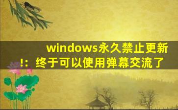 windows永久禁止更新!：终于可以使用弹幕交流了