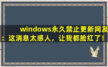 windows永久禁止更新网友：这消息太感人，让我都脸红了！,对windows7不再支持