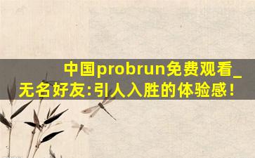 中国probrun免费观看_无名好友:引人入胜的体验感！