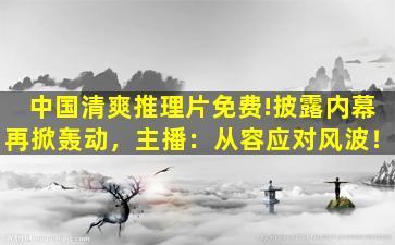 中国清爽推理片免费!披露内幕再掀轰动，主播：从容应对风波！