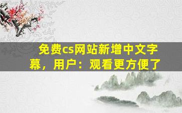 免费cs网站新增中文字幕，用户：观看更方便了