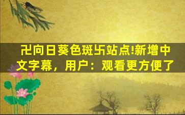 卍向日葵色斑卐站点!新增中文字幕，用户：观看更方便了