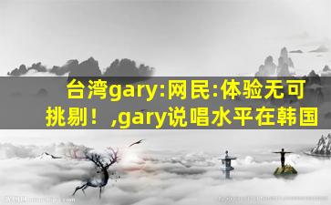 台湾gary:网民:体验无可挑剔！,gary说唱水平在韩国