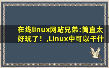 在线linux网站兄弟:简直太好玩了！,Linux中可以干什么好玩的