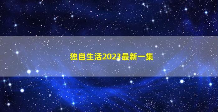 独自生活2023最新一集