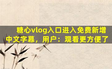 糖心vlog入口进入免费新增中文字幕，用户：观看更方便了
