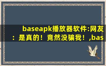 baseapk播放器软件:网友：是真的！竟然没骗我！,baseapk软件apK