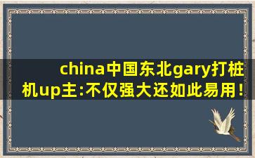 china中国东北gary打桩机up主:不仅强大还如此易用！