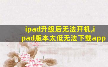 ipad升级后无法开机,ipad版本太低无法下载app