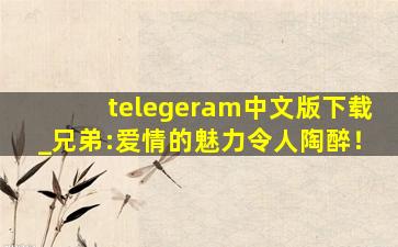 telegeram中文版下载_兄弟:爱情的魅力令人陶醉！