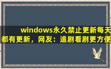windows永久禁止更新每天都有更新，网友：追剧看剧更方便！,怎么追网友男