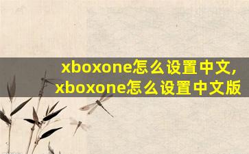 xboxone怎么设置中文,xboxone怎么设置中文版