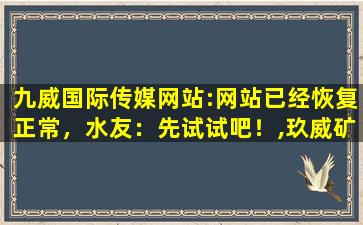 九威国际传媒网站:网站已经恢复正常，水友：先试试吧！,玖威矿业有限公司红网