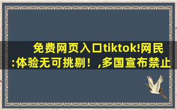 免费网页入口tiktok!网民:体验无可挑剔！,多国宣布禁止访问TikTok