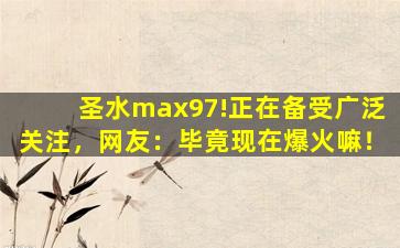 圣水max97!正在备受广泛关注，网友：毕竟现在爆火嘛！