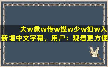 大w象w传w媒w少w妇w入口_新增中文字幕，用户：观看更方便了