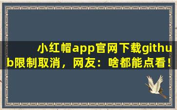 小红帽app官网下载github限制取消，网友：啥都能点看！,抖音app
