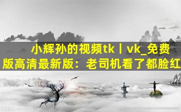 小辉孙的视频tk丨vk_免费版高清最新版：老司机看了都脸红