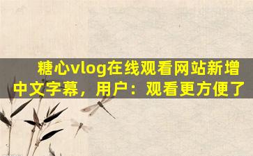 糖心vlog在线观看网站新增中文字幕，用户：观看更方便了