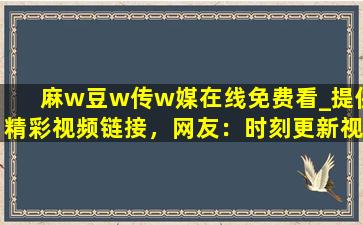 麻w豆w传w媒在线免费看_提供精彩视频链接，网友：时刻更新视频